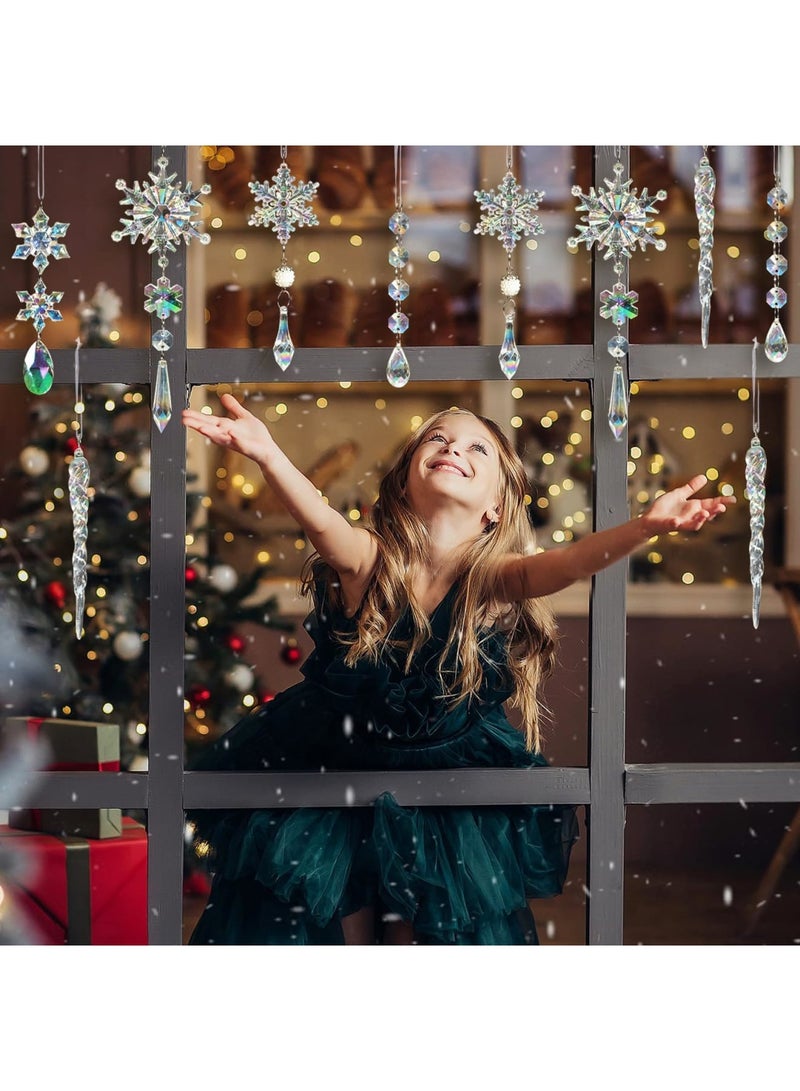 SYOSI 18 قطعة زينة شجرة عيد الميلاد زينة كريستالية - زينة كريستالية على شكل ثلج متدلية من الأكريليك لشجرة عيد الميلاد لاحتفالات الشتاء ورأس السنة الجديدة - Image 2